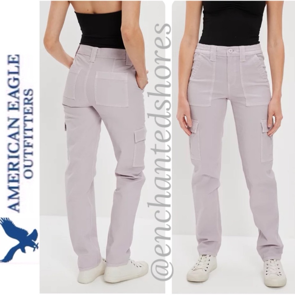 American Eagle Cargo Pants Retro 90s Y2K Lilac Lavender Pastel Size 2 Long